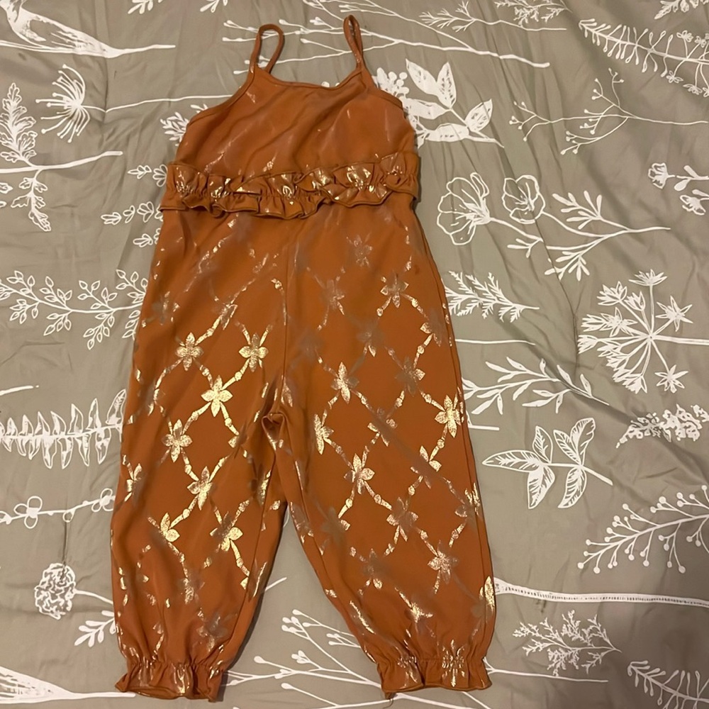 Gold and brown romper baby girl  9-12 months